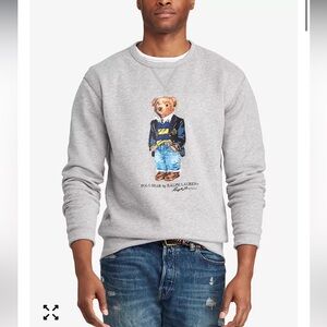 Polo by Ralph Lauren Light Gray Bear Crewneck Sweater